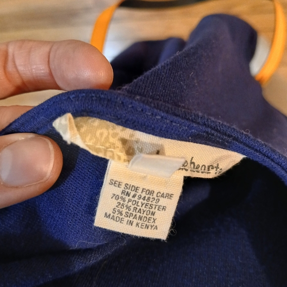 Derek Heart Medium navy mini dress with Hot orange neon belt - Picture 8 of 8